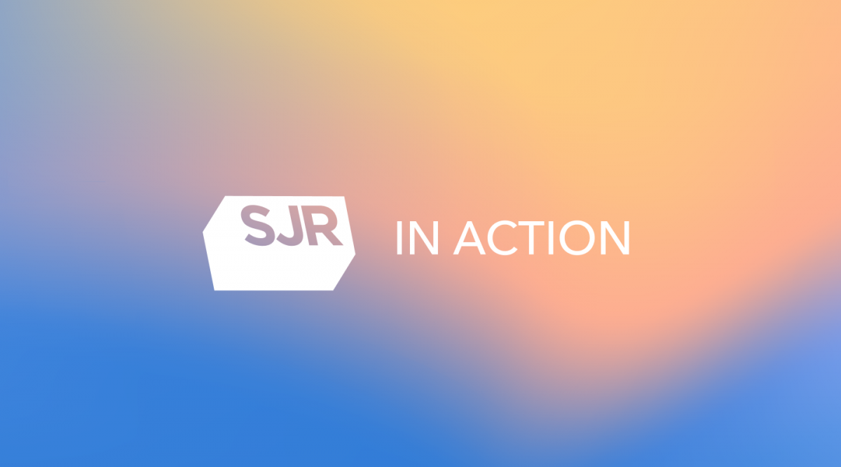 SJR in Action written over blue and orange gradient